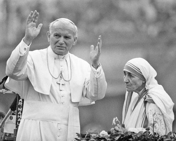 Roman Catholic Pope John Paul Ii And Mother Teresa Glossy Keychain Print 1