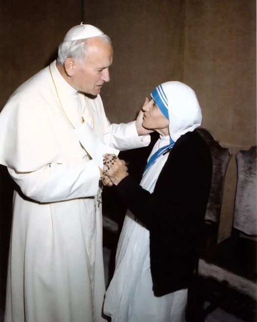 Roman Catholic Pope John Paul Ii And Mother Teresa Glossy Keychain Print 2
