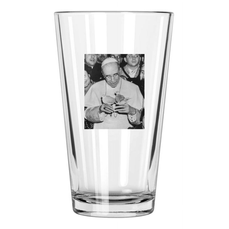 Roman Catholic Pope Pius Xii With Doves Photo Church Pint Beer Drinking Glass