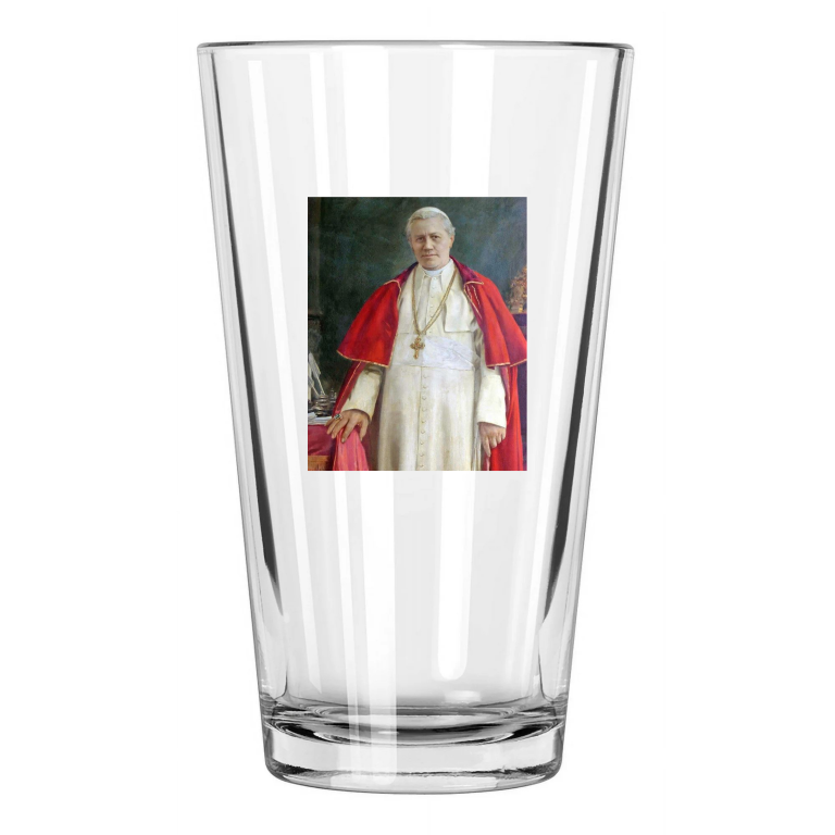 Roman Catholic Pope St. Pius X Photo Church Painting Pint Beer Drinking Glass