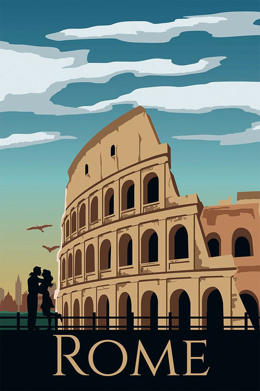 Rome City Landscape Travel Ad Painting Print Jigsaw Puzzle