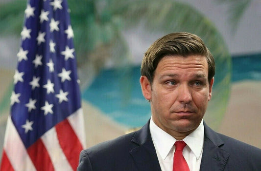 Ron Desantis Governor Of Florida With American Flag Picture Keychain Keychain Print