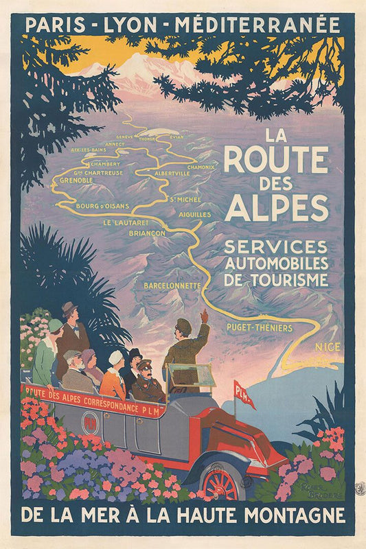 Route Of The Alps 1920S France Classic Vintage Travel Wall Home Jigsaw Puzzle