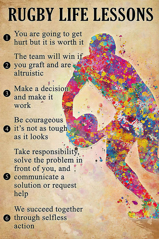 Rugby Life Lessons Sport Excitement Painting Print Jigsaw Puzzle