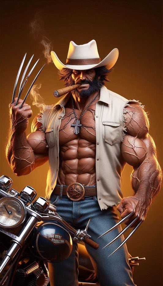 Rugged Wolverine Biker Portrait Print Poster