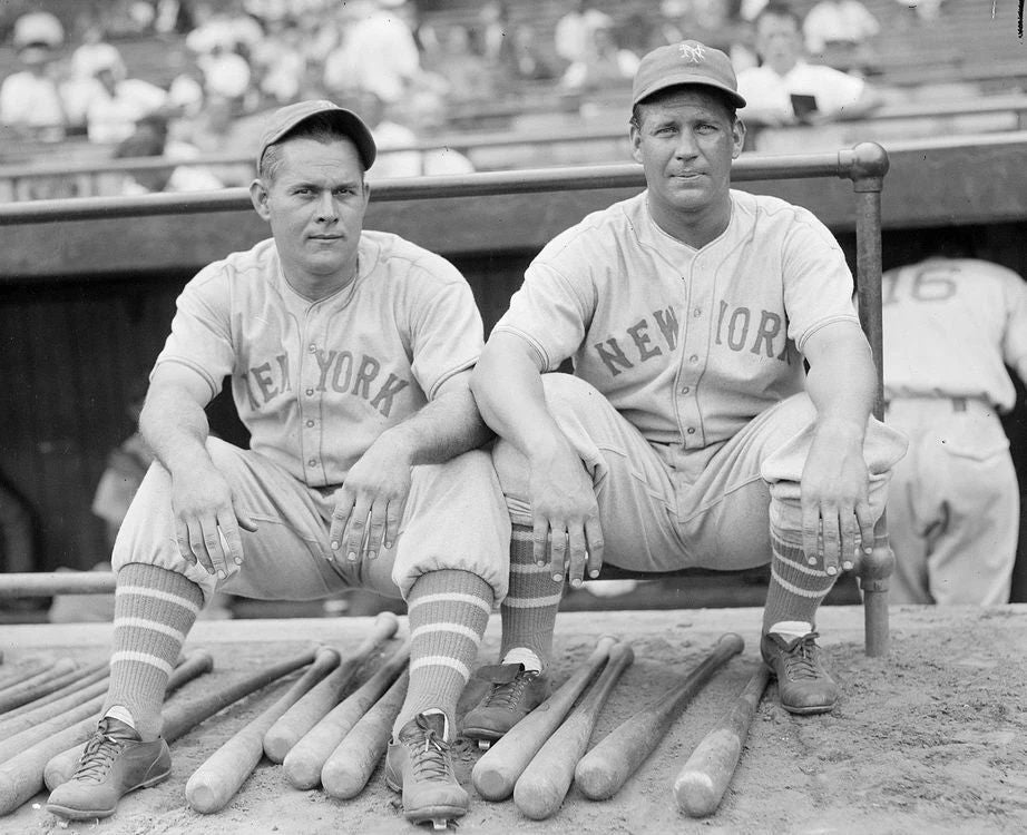 Sam Leslie & Hank Lieber Photo New York Giants Ny Picture Baseball Mlb