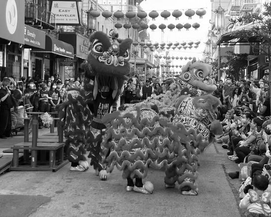 San Francisco Lion Dance In Chinatown On The Street Retro Picture Magnet