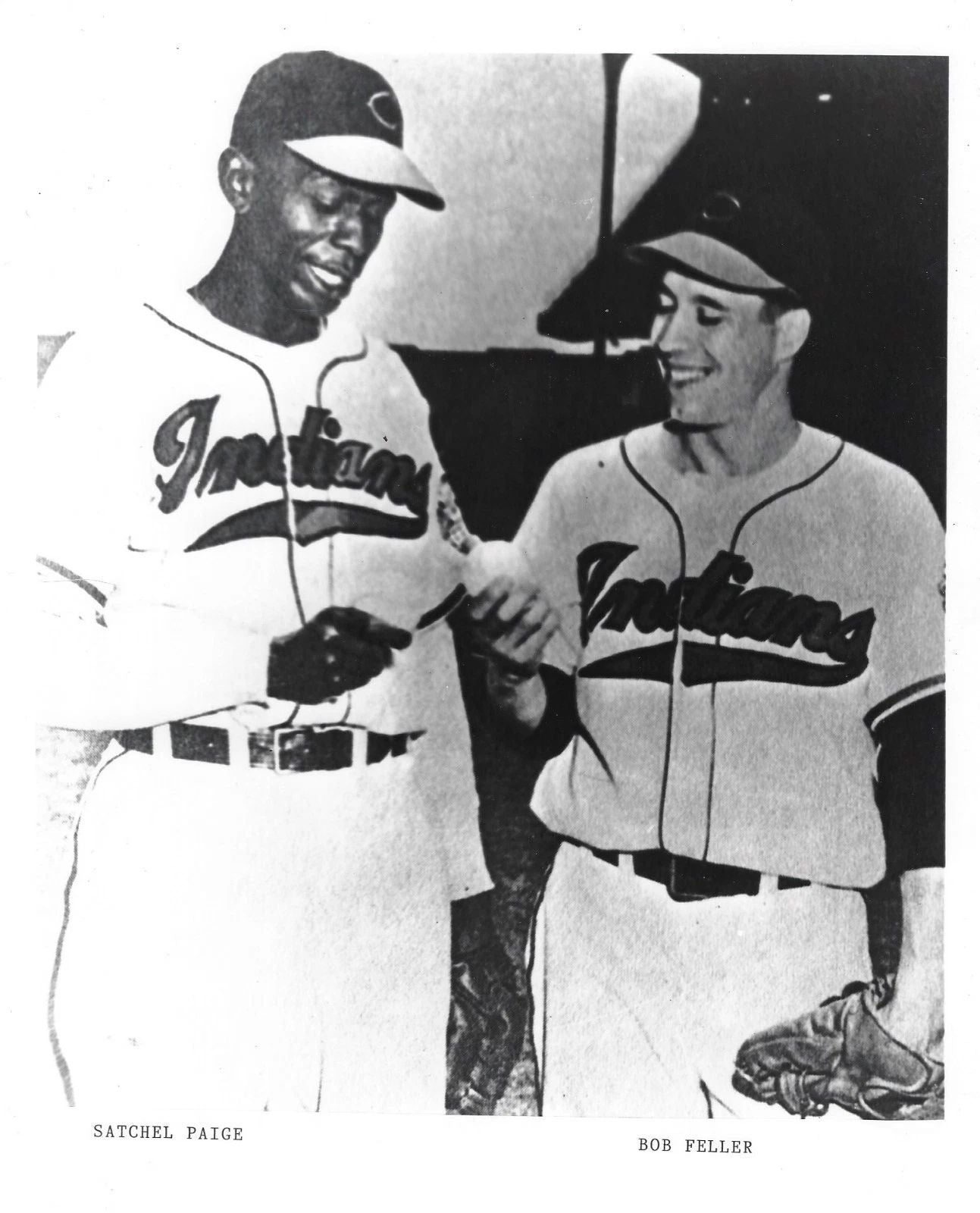 Satchel Paige & Bob Feller Photo Cleveland Indians Baseball Picture