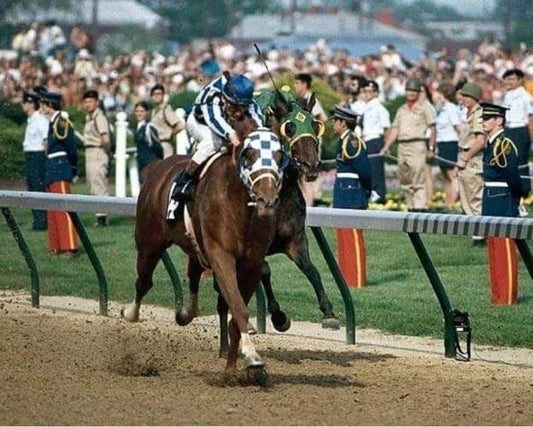 Secretariat & Sham Keychain Horse Racing Picture Close Action