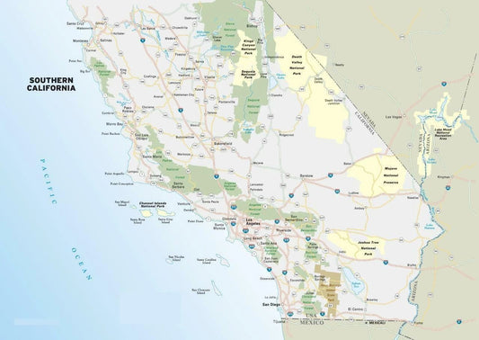Southern California Road Map Poster Picture Photo Banner Los Angeles Pacific
