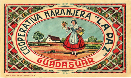 Spanish Spain Girl Cottage La Paz Retro Box Label Art Print
