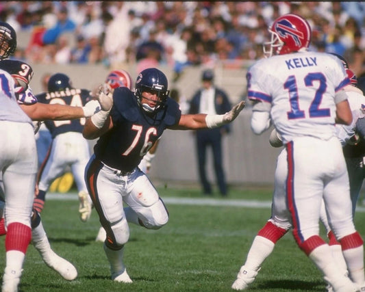 Steve Mcmichael & Jim Kelly Keychain Chicago Bears Picture Buffalo Bills