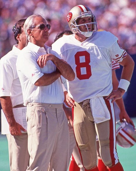 Steve Young And George Seifert Glossy Keychain San Francisco 49Ers Print