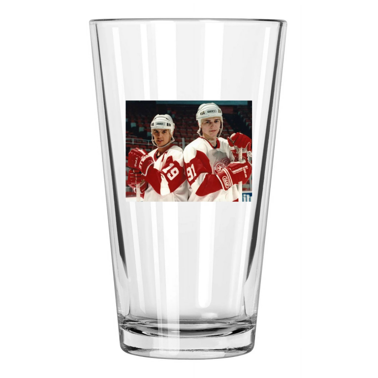 Steve Yzerman And Sergei Fedorov Detroit Red Wings Pint Beer Drinking Glass