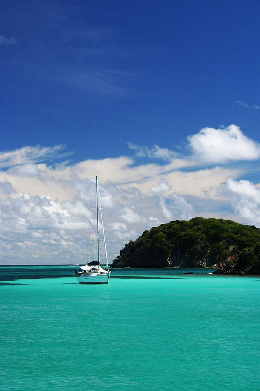 Sailboats On Cook Islands Beach Landscape Print Jigsaw Puzzle