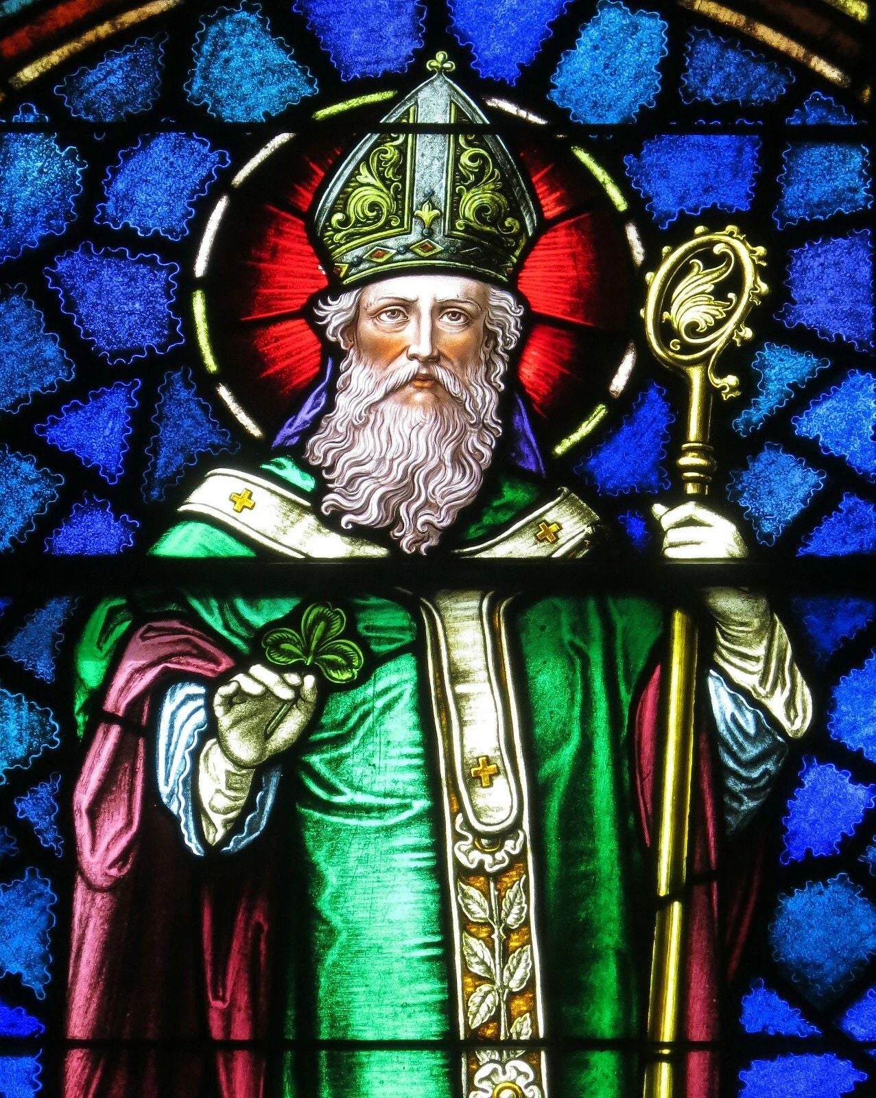 Saint Patrick Keychain Picture Keychain Irish Holiday Drinking Ireland Stained Glass