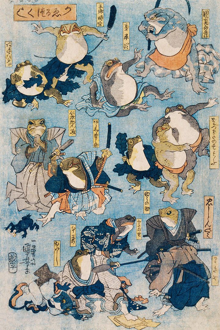 Samurai Frogs By Kuniyoshi 1875 Japanese Kubuki Theater Jigsaw Puzzle