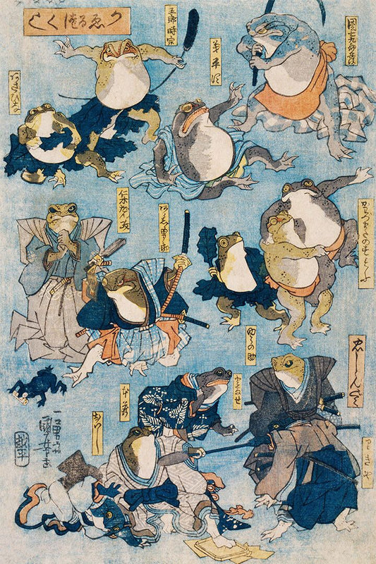 Samurai Frogs By Kuniyoshi 1875 Japanese Kubuki Theater Jigsaw Puzzle
