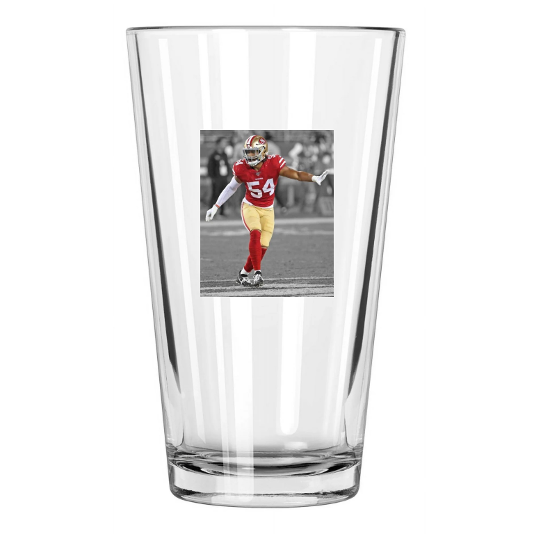San Francisco 49Ers Fred Warner Spotlight Football 2 Pint Beer Drinking Glass