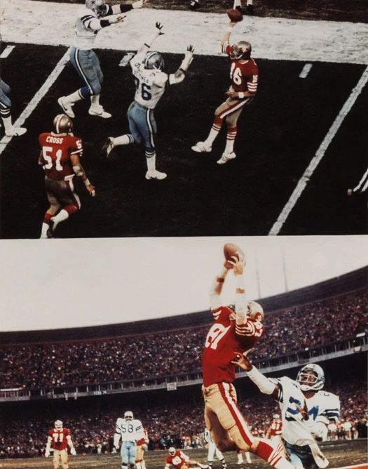 San Francisco 49Ers Joe Montana Dwight Clark Glossy Magnet The Catch Print