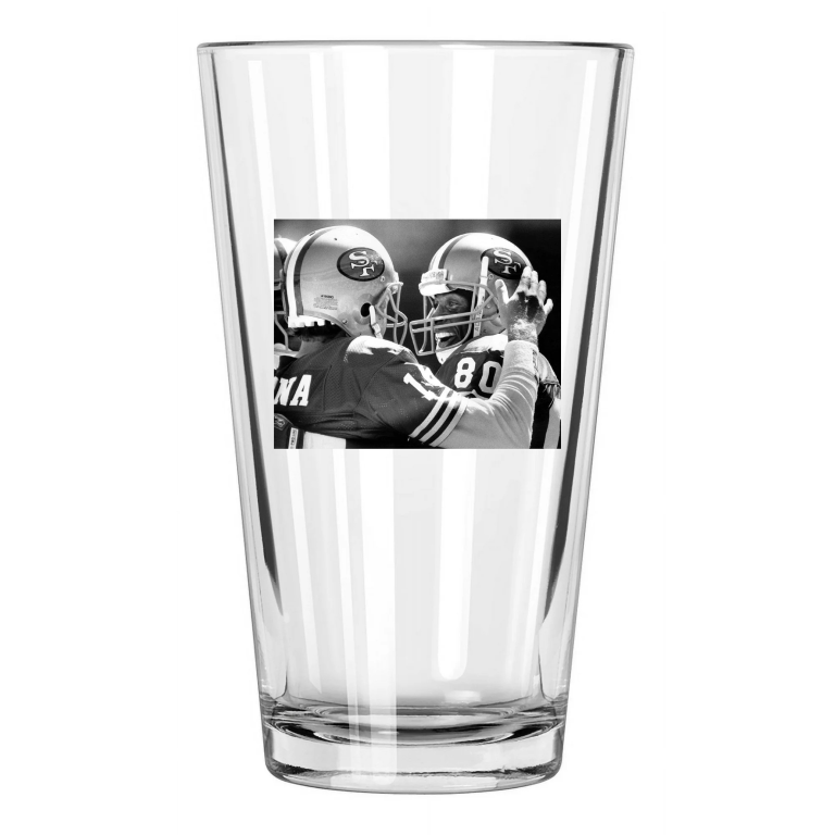 San Francisco 49Ers Joe Montana And Jerry Rice Photo 2 Pint Beer Drinking Glass