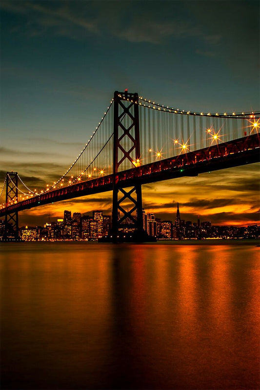 San Francisco Bay Bridge At Night Cityscape Print Wall Home Decor Jigsaw Puzzle