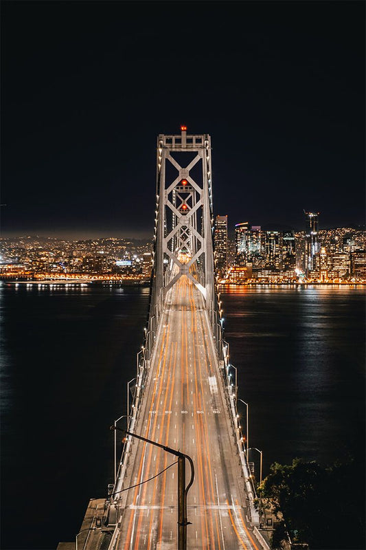 San Francisco Bay Bridge At Night Travel Print Wall Home Decor Jigsaw Puzzle