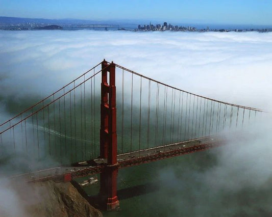 San Francisco Bay Golden Gate Bridge In Fog Glossy Magnet Print Art Magnet