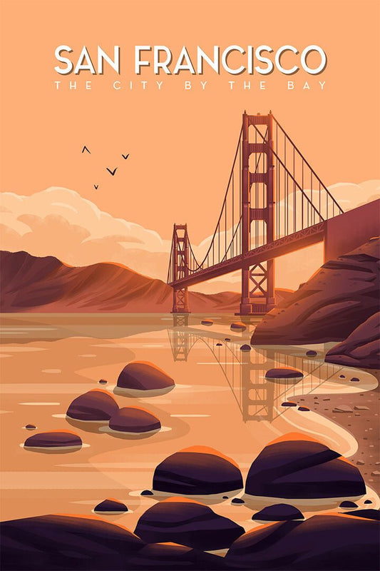 San Francisco California Travel Vintage Print Jigsaw Puzzle