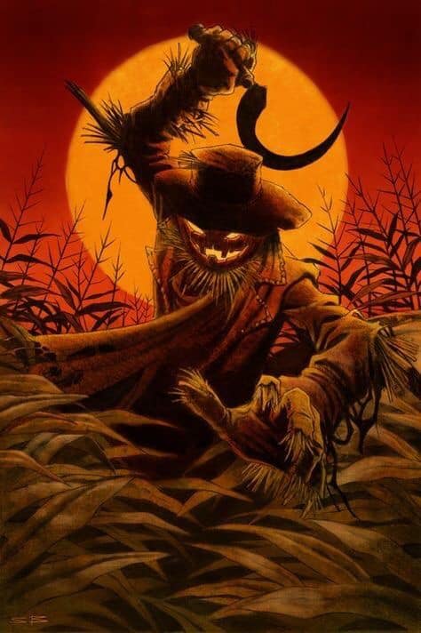 Scarecrow Scythe Sunset Print Poster