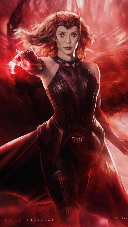 Scarlet Witch Red Magic Attire 425 Print Poster