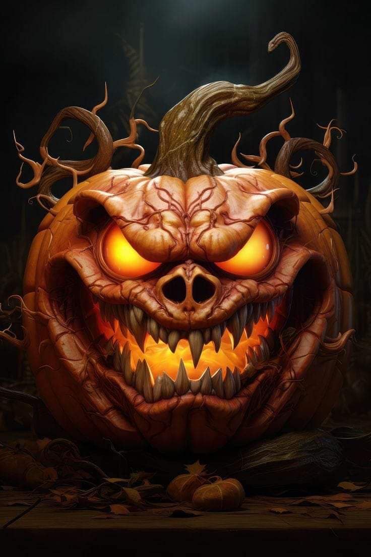 Scary Halloween Pumpkin Carving Print Poster