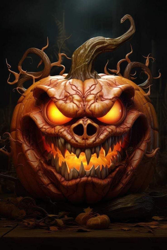 Scary Halloween Pumpkin Carving Print Poster