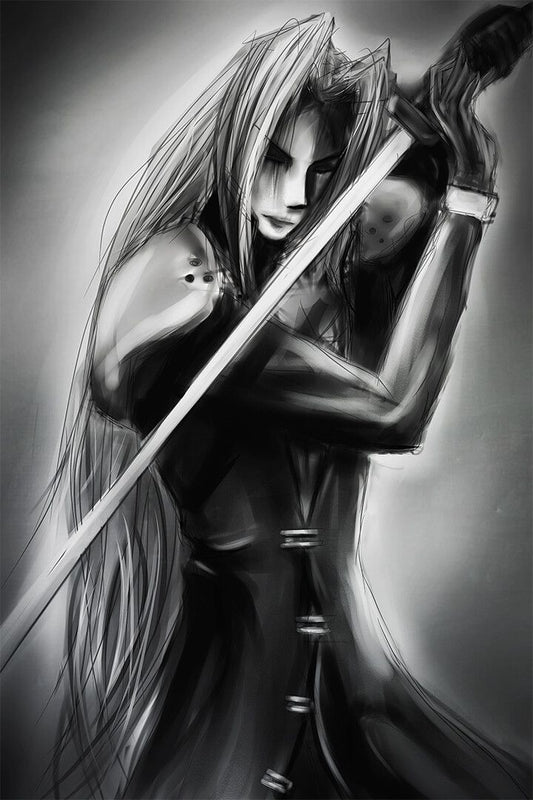 Sephiroth Final Fantasy Flames Video Game Hero Art Print Decor Jigsaw Puzzle