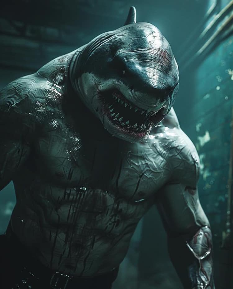 Shark Human Creature Portrait Print Poster
