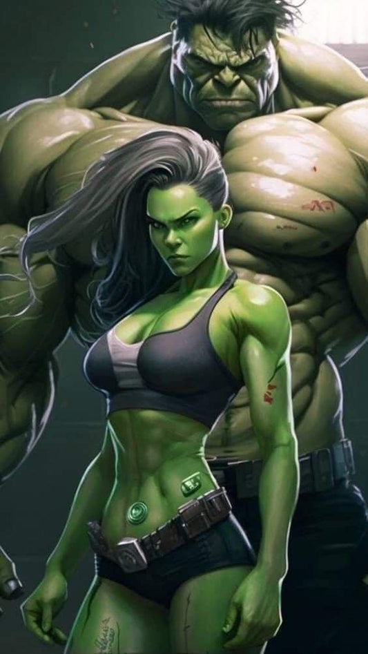 She Hulk And Hulk Hero Portrait Print Poster
