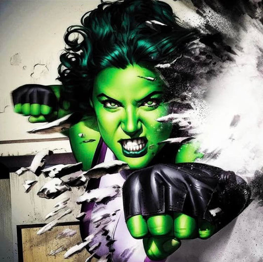 She Hulk Breaking Through Wall Print Poster