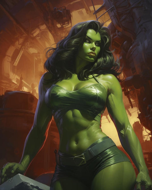 She Hulk Portrait Industrial Background Print Poster