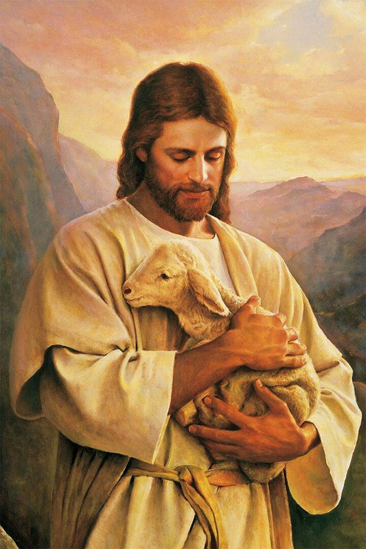 Shepherd Jesus With Lambs Oil Painting Vintage Wall Home Decor Jigsaw Puzzle