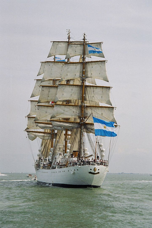 Ship With Sails Furled Watercraft Painting Print Jigsaw Puzzle