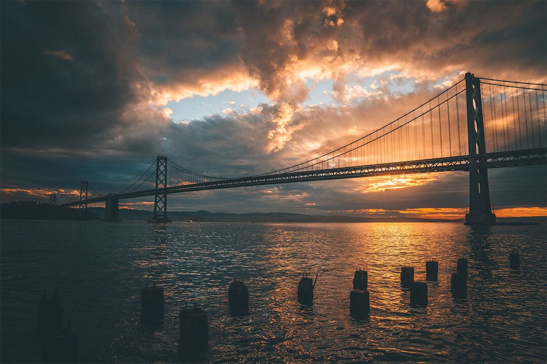 Silhouette Of Golden Gate Bridge Sun Francisco Art Wall Decor Jigsaw Puzzle