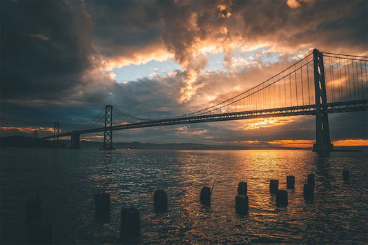 Silhouette Of Golden Gate Bridge Sun Francisco Art Wall Decor Jigsaw Puzzle