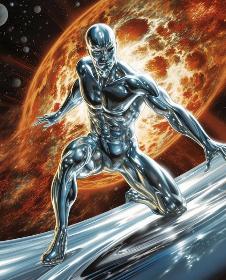 Silver Surfer Surfing Space Jigsaw Puzzle