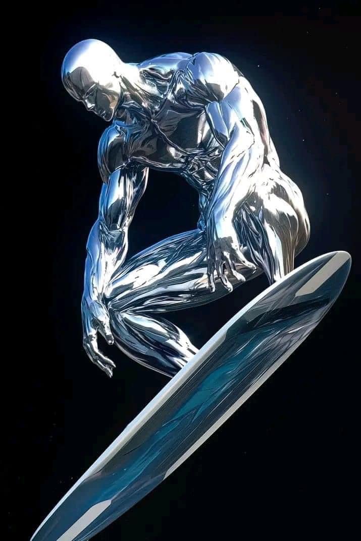 Silver Surfing Figure Print Poster