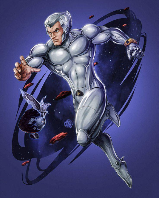 Silver Armor Flight Warrior 001 Print Poster
