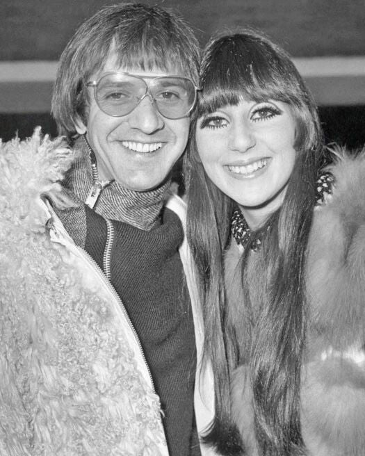 Singers Sonny And Cher Glossy Keychain Musical Portrait Keychaingraph Keychain