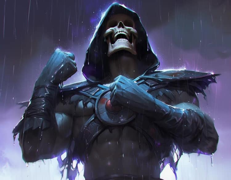 Skeleton Warrior Rainstorm Print Poster