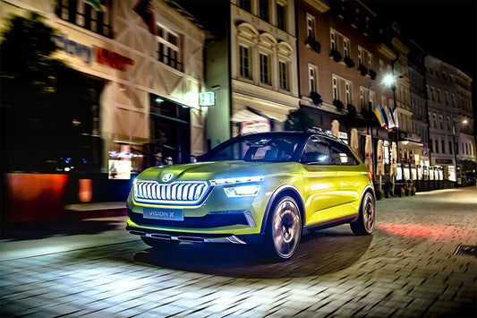 Skoda Vision X Yellow Suv Street Driving Home Decor Jigsaw Puzzle