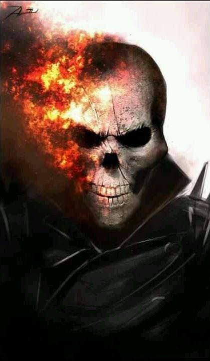 Skull With Flames Artwork Print Poster