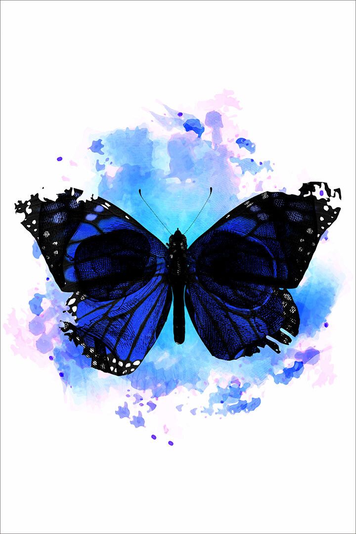Skull Butterflies Print Flowered Skull Watercolor Wall Home Decor Jigsaw Puzzle